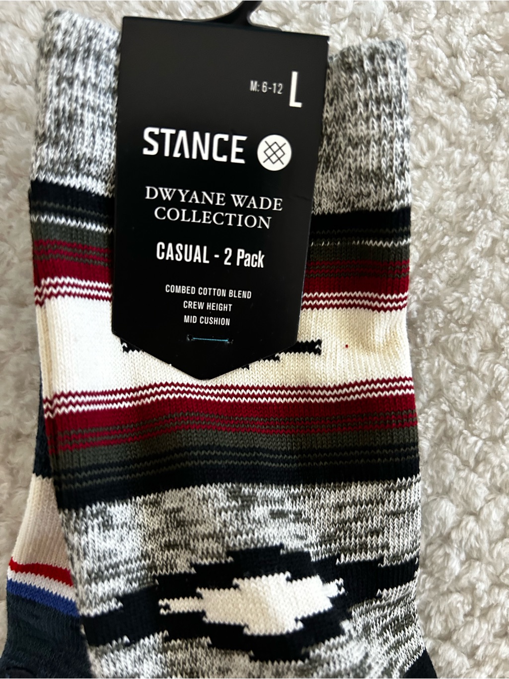 Stance Dwyane Wade Crew Socks  Gray White Red Black